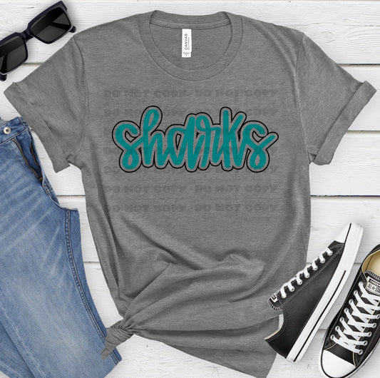 Sharks Teal-Lovie T Designs