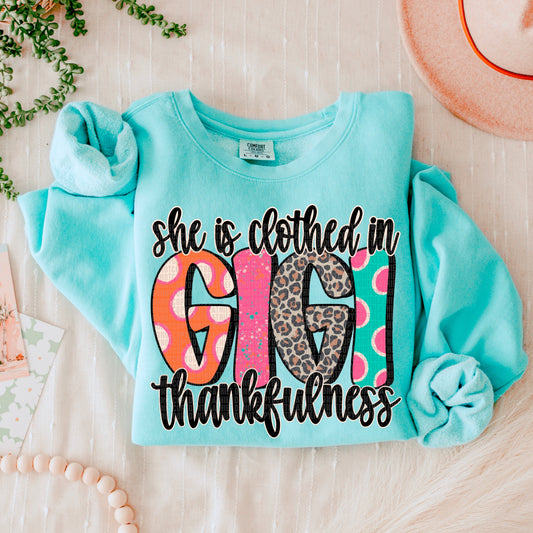 She Is Clothed In Thankfulness Gigi-Lovie T Designs