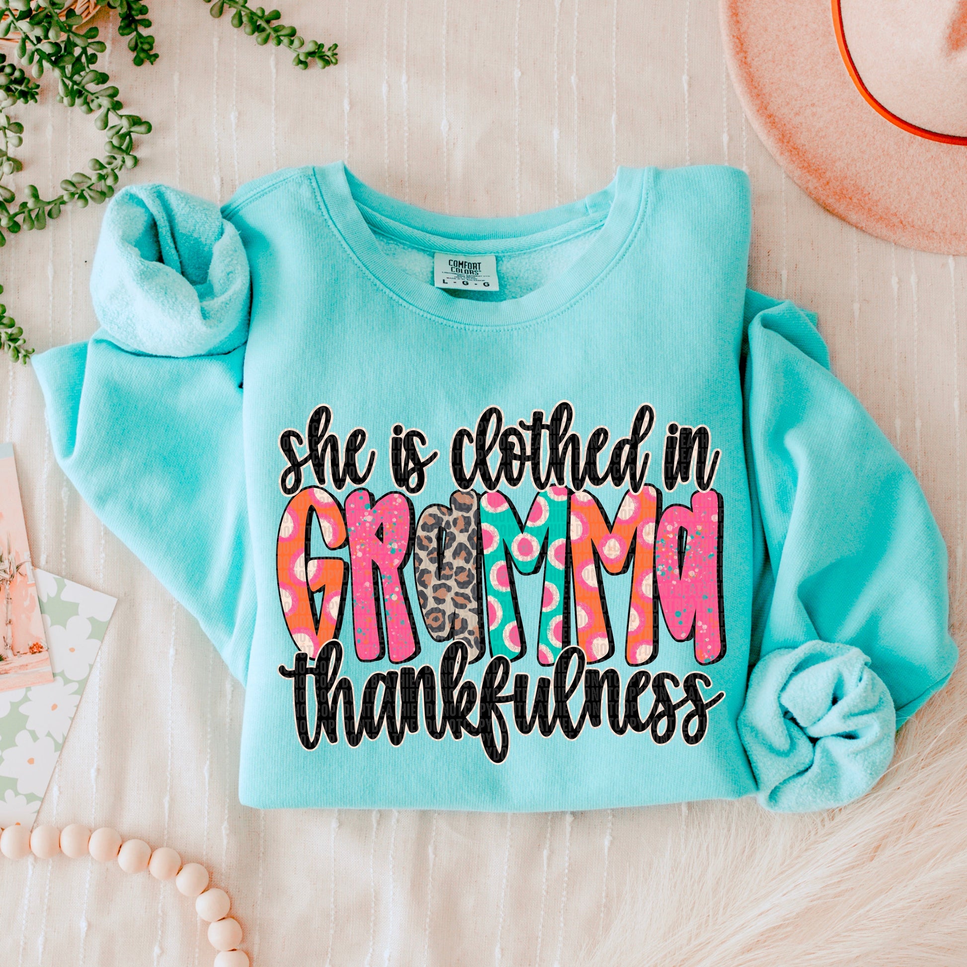 She Is Clothed In Thankfulness Gramma-Lovie T Designs