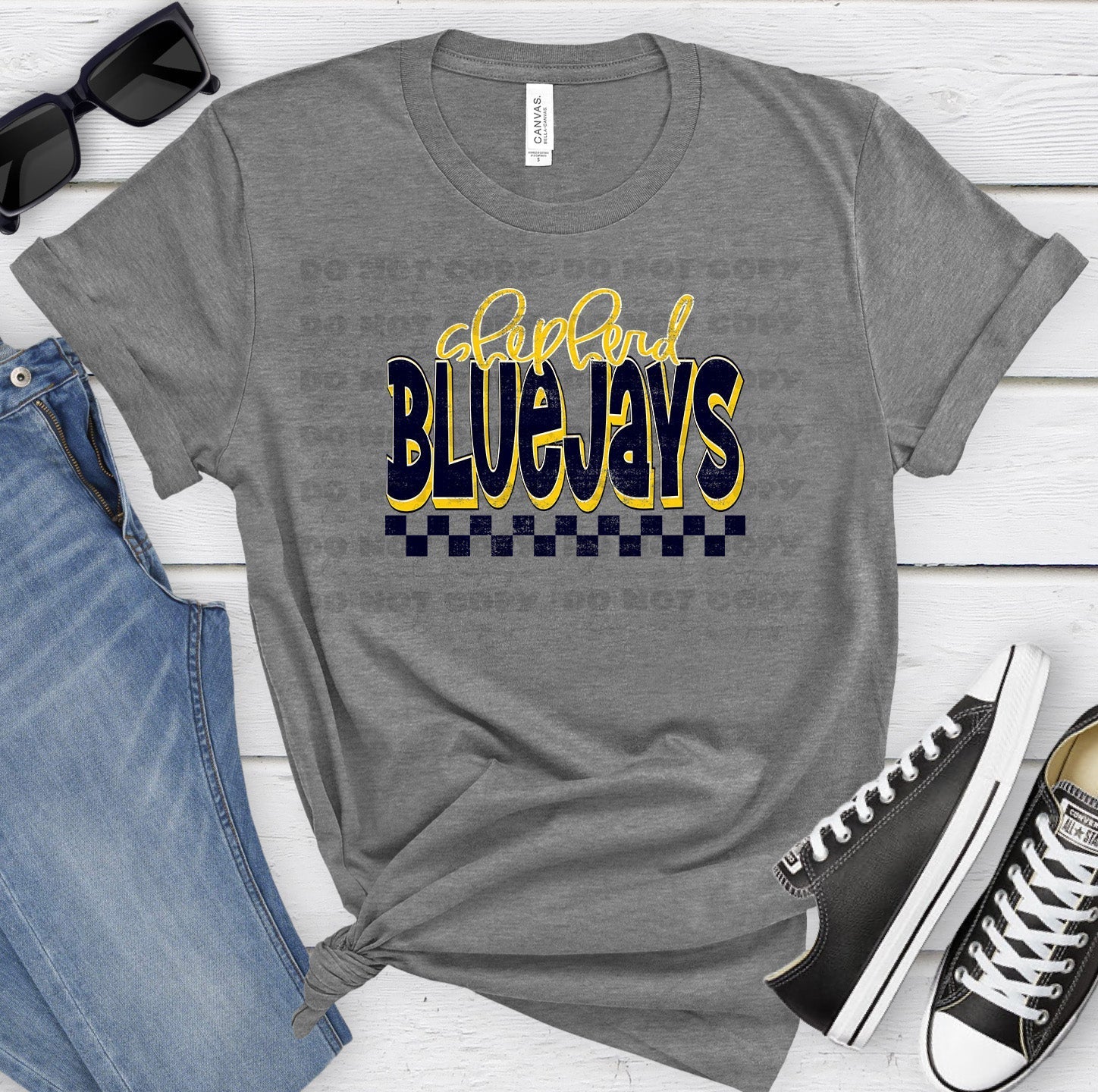 Shepherd Bluejays Navy Ath Gold Grunge-Lovie T Designs