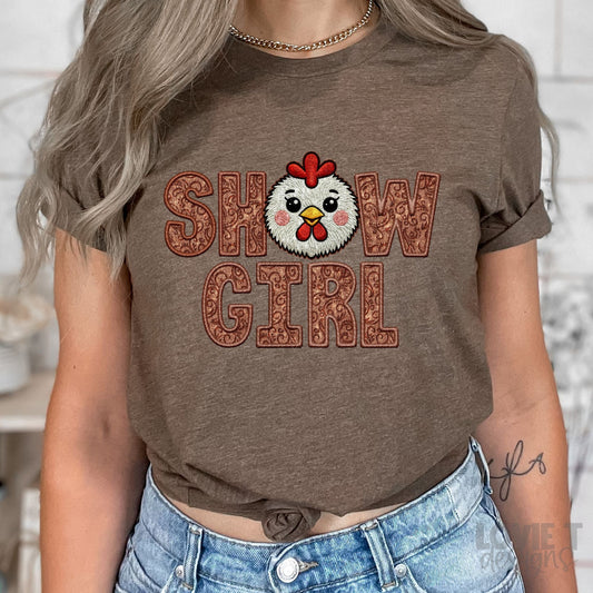 Show Girl Chicken Faux Embroidery