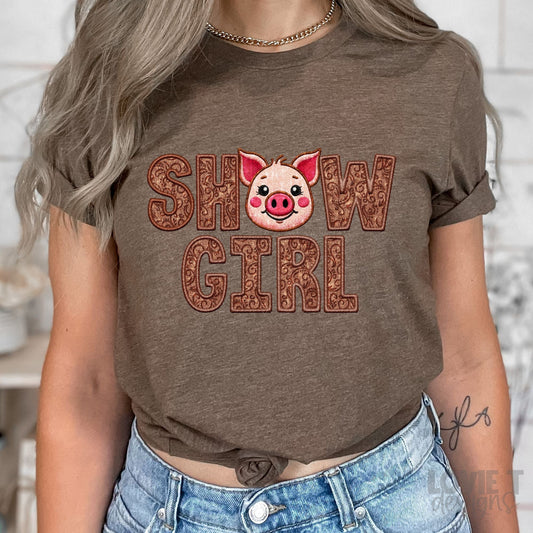 Show Girl Pig Faux Embroidery