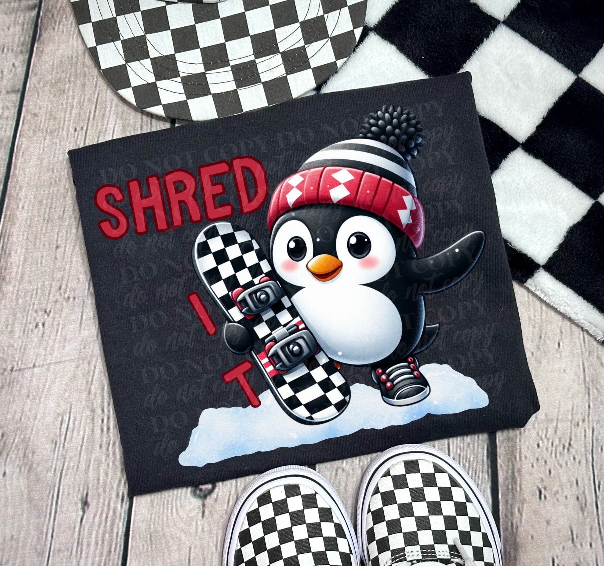 Shred It Skater Penguin-[DTF Transfer]-Lovie T Designs