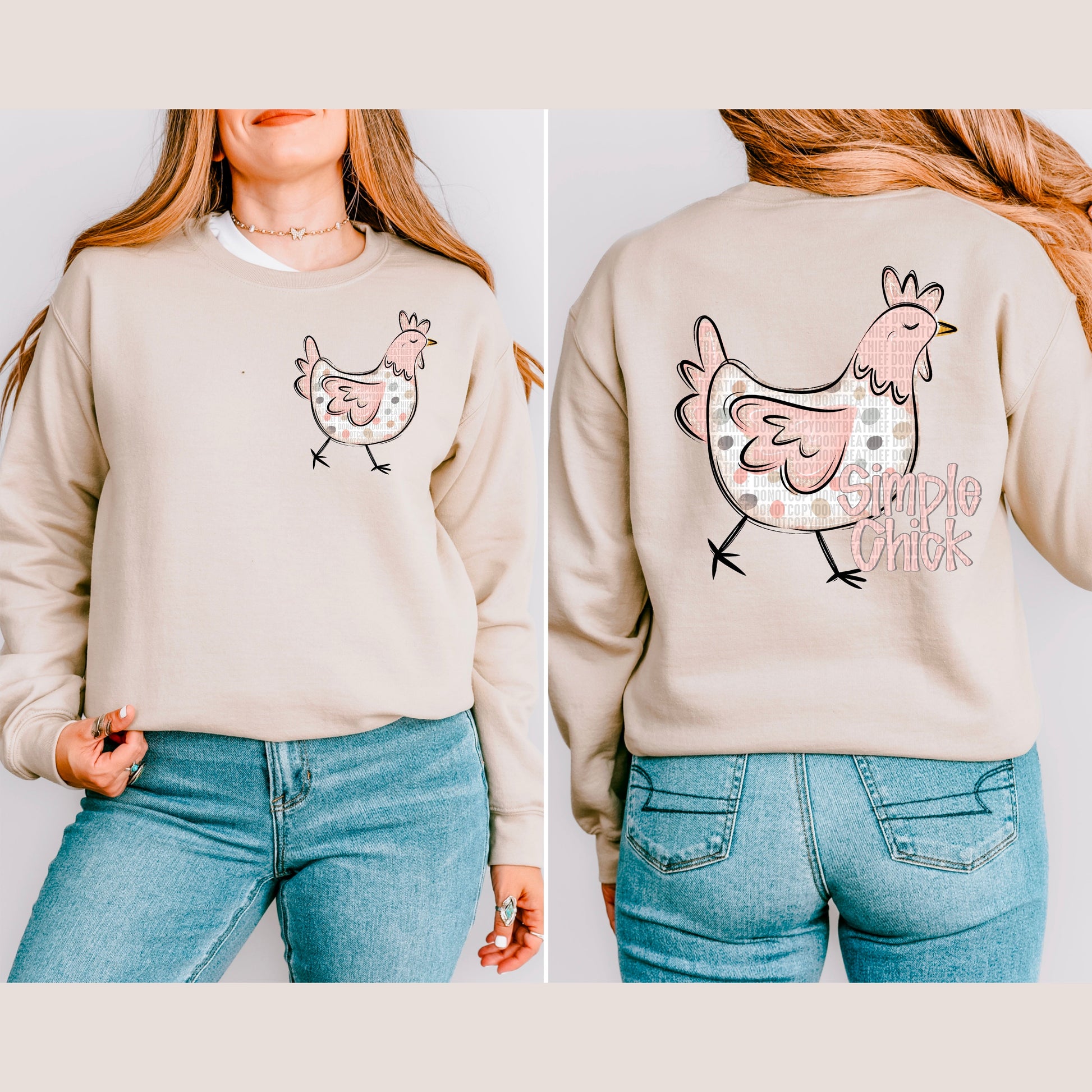 Simple Chick Front + Back-[DTF Transfer]-Lovie T Designs