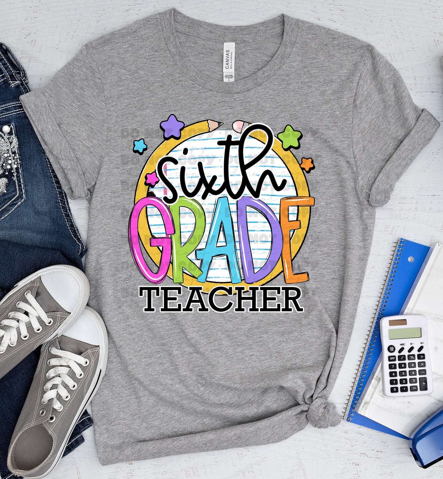 Sixth Grade Teacher Paper and Pencil Circle-Lovie T Designs