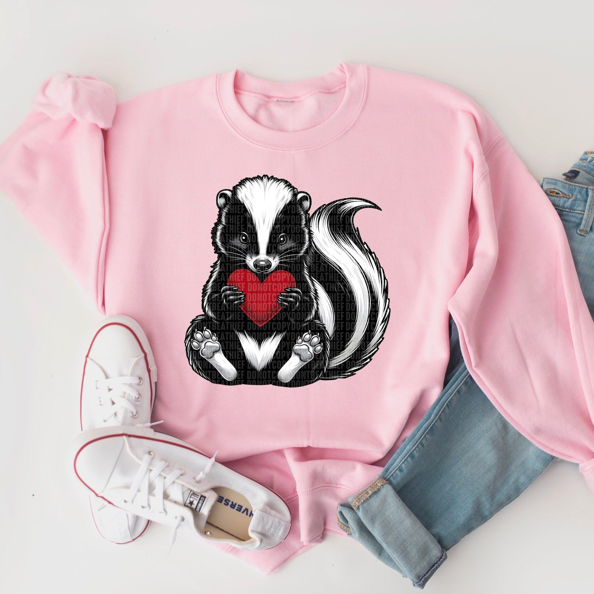 Skunk With Red Heart-[DTF Transfer]-Lovie T Designs