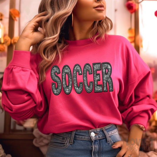 Soccer Faux Embroidery Diamond