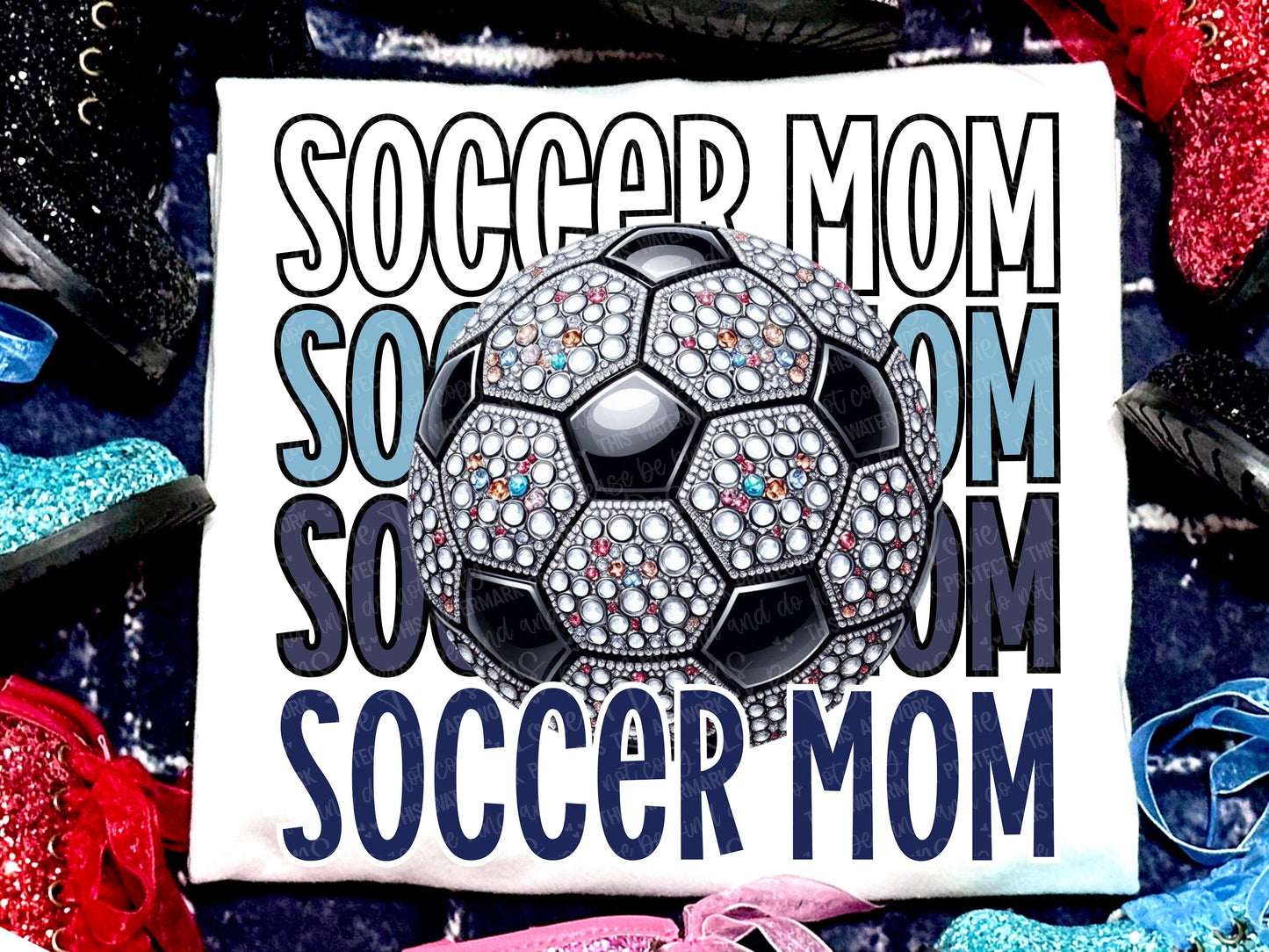 Soccer Mom Faux Rhinestones Blues-Lovie T Designs