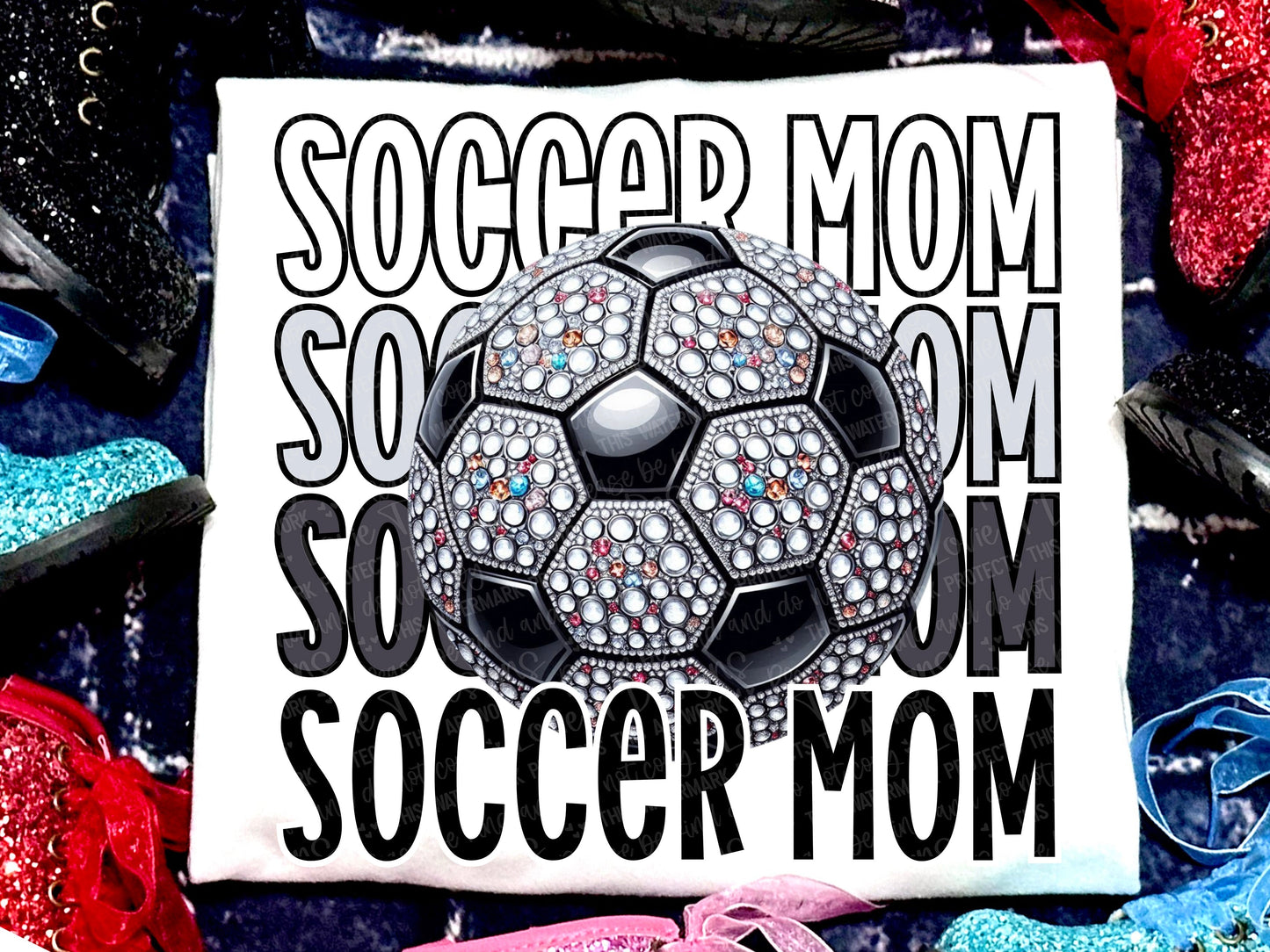 Soccer Mom Faux Rhinestones Grey Black-Lovie T Designs