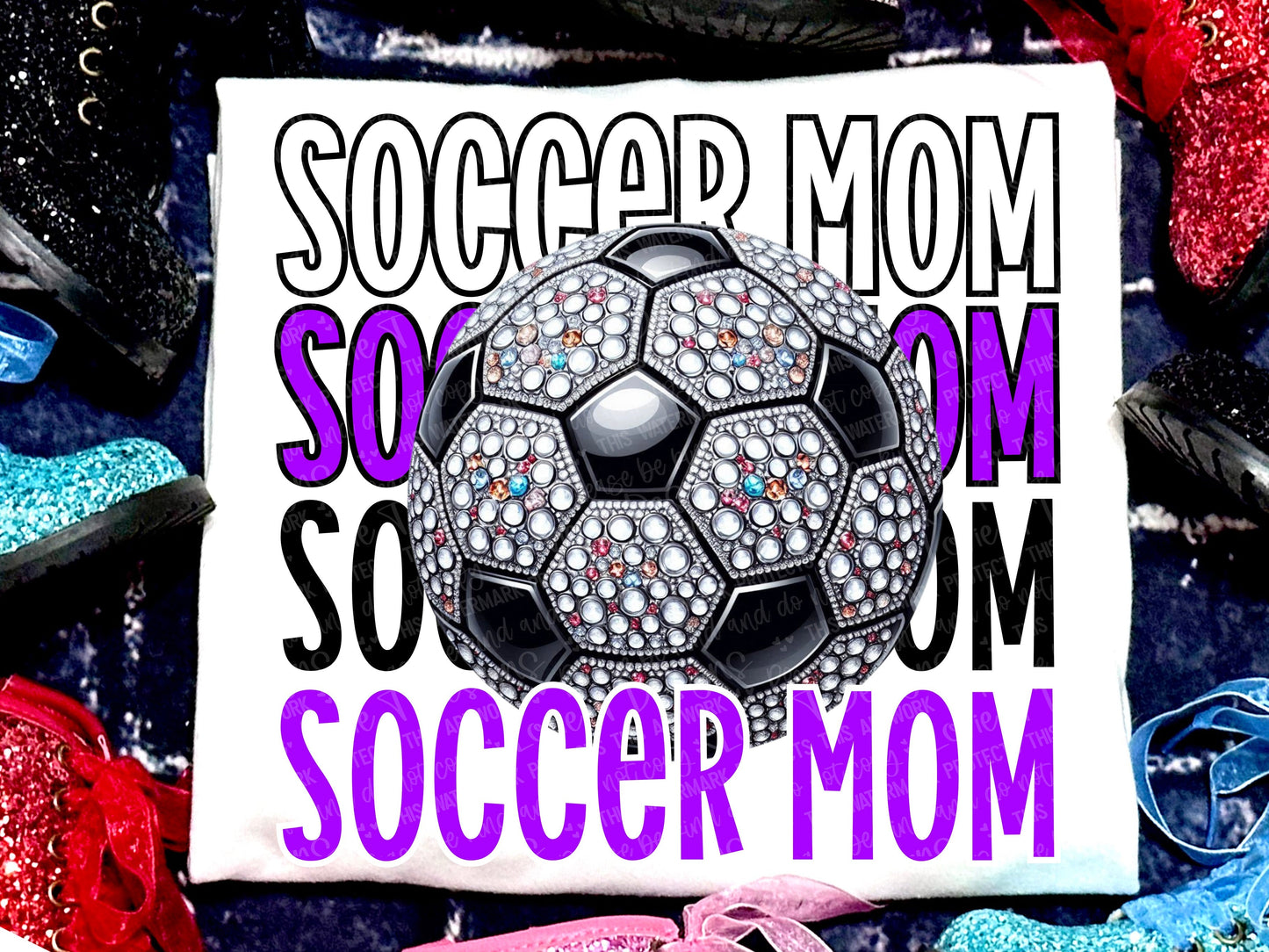 Soccer Mom Faux Rhinestones Purple-Lovie T Designs