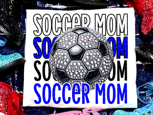 Soccer Mom Faux Rhinestones Royal Blue-Lovie T Designs