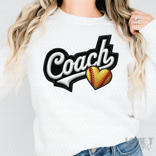 Softball Coach Faux Embroidery Stitch
