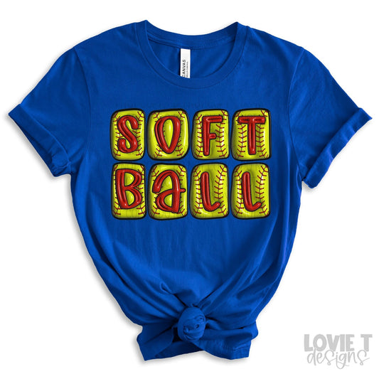 Softball Faux Inflated Letters-Lovie T Designs