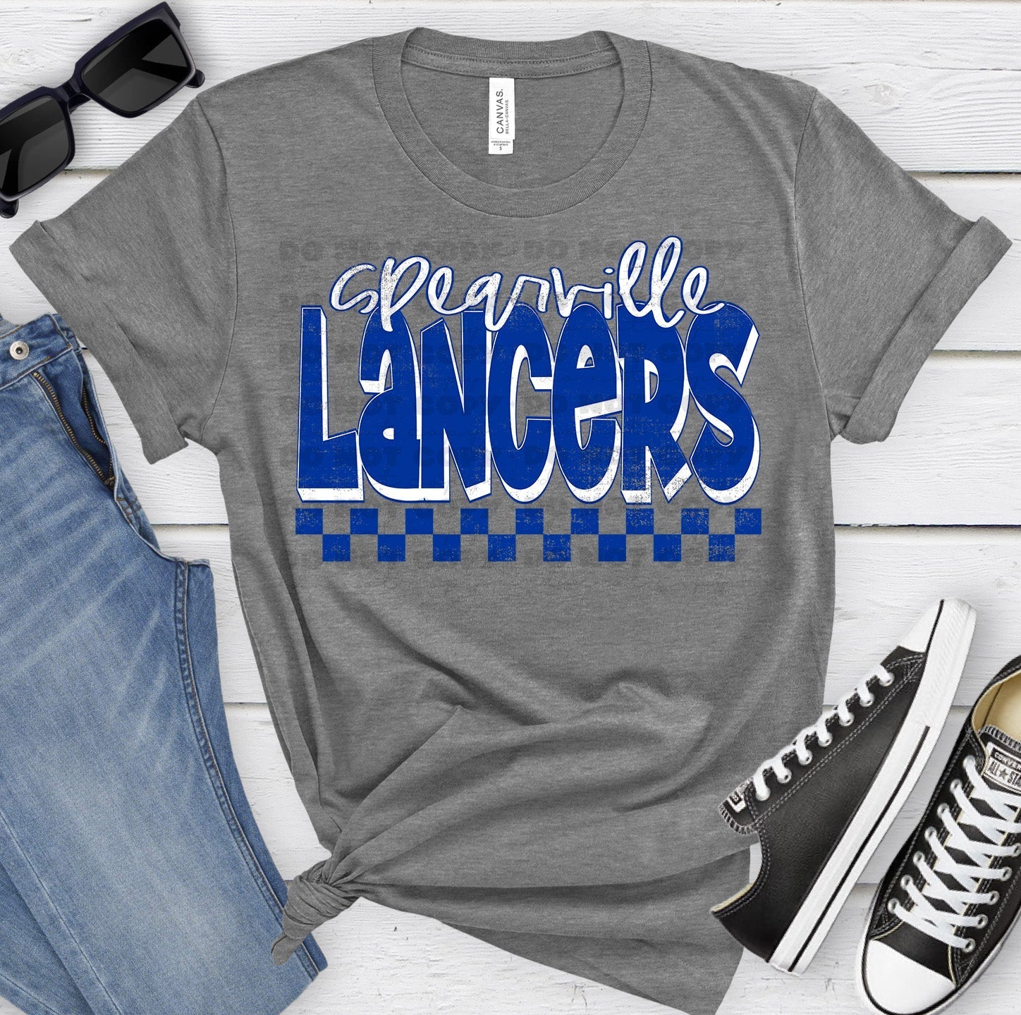 Spearville Lancers Royal White Grunge-Lovie T Designs