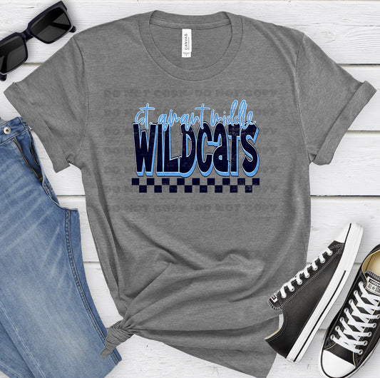 St Amant Middle Wildcats Navy Columbia Grunge-Lovie T Designs