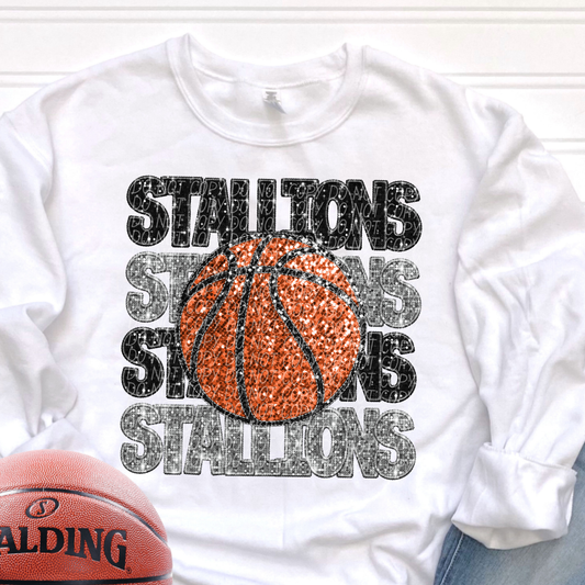 Stallions Black Silver-[DTF Transfer]-Lovie T Designs