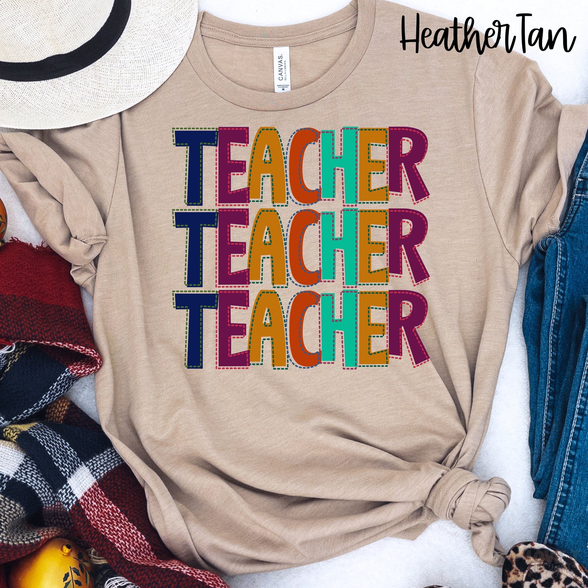 Stitched Teacher-Lovie T Designs