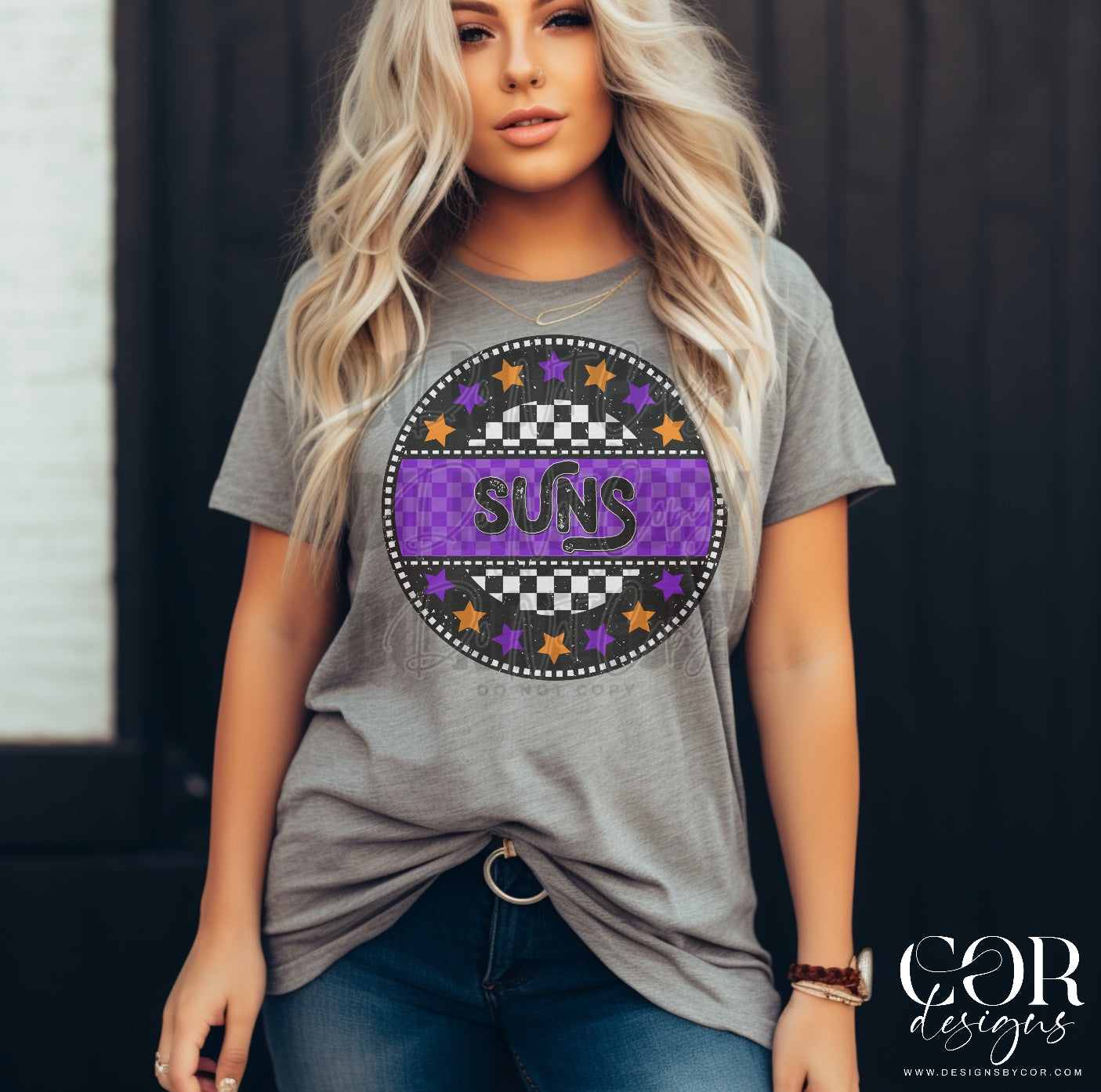 Suns Purple Checkered Stars Circle-Lovie T Designs