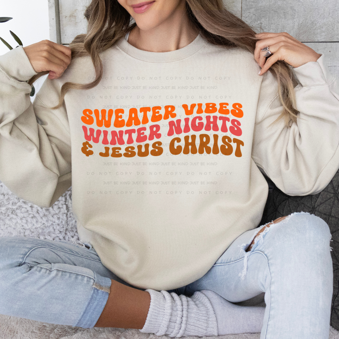 Sweater Vibes & Jesus Christ-[DTF Transfer]-Lovie T Designs