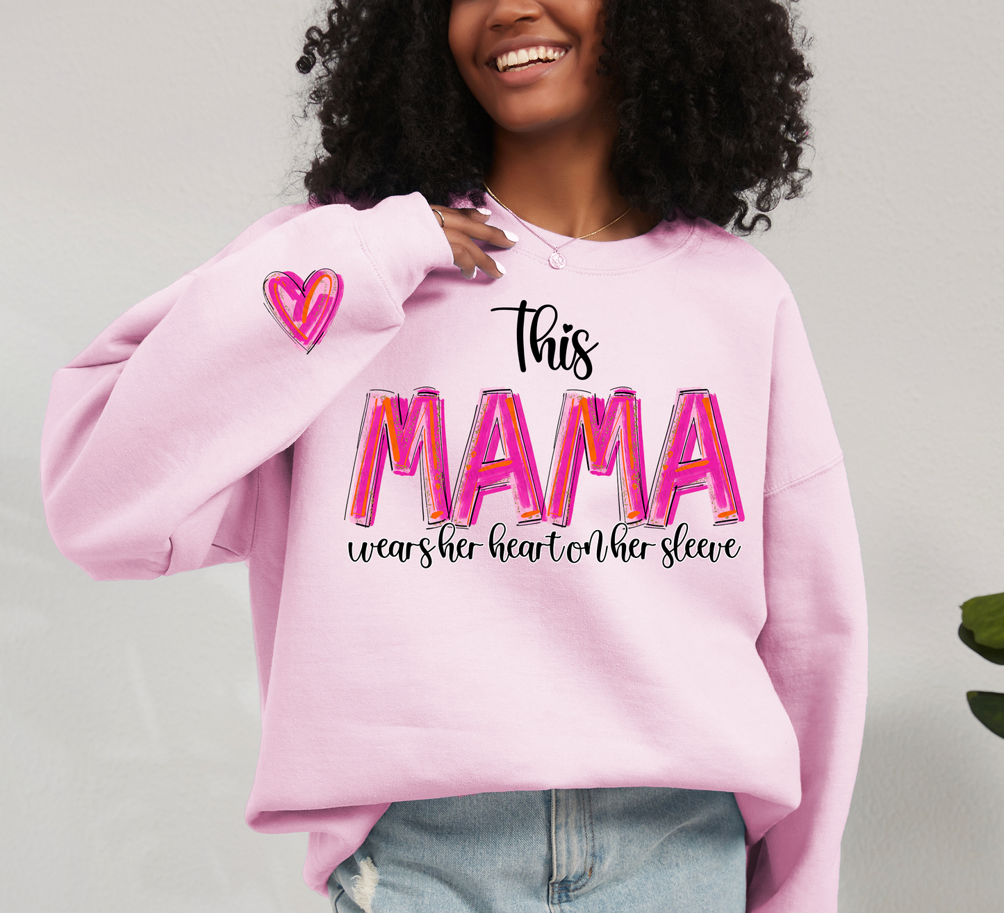 This Mama Wears Her Heart on Her Sleeve - Custom Names Accepted