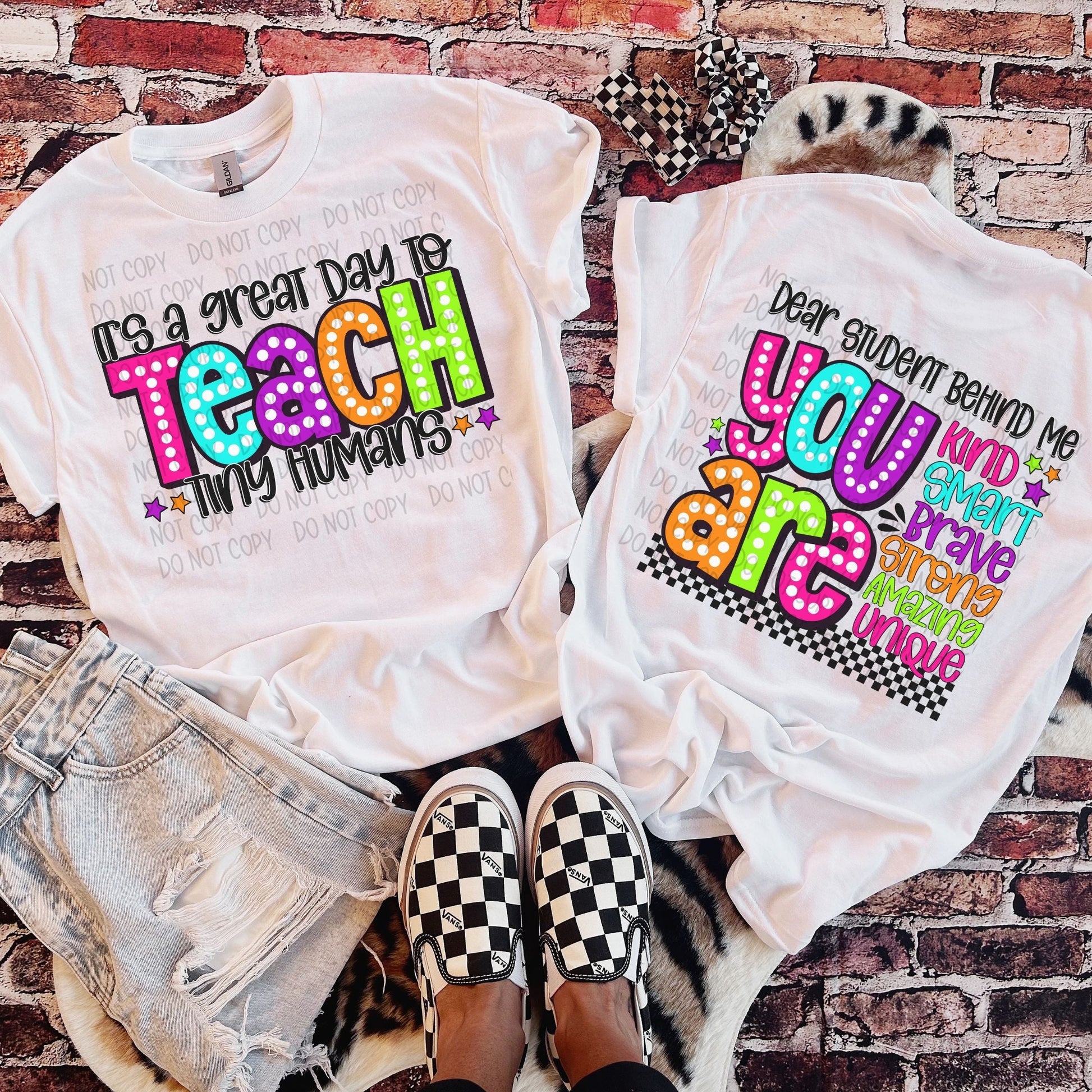 Teach + Dear Students Behind Me Front & Back-Lovie T Designs