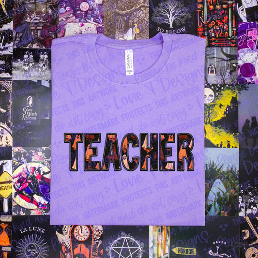 Teacher Halloween Faux Embroidery
