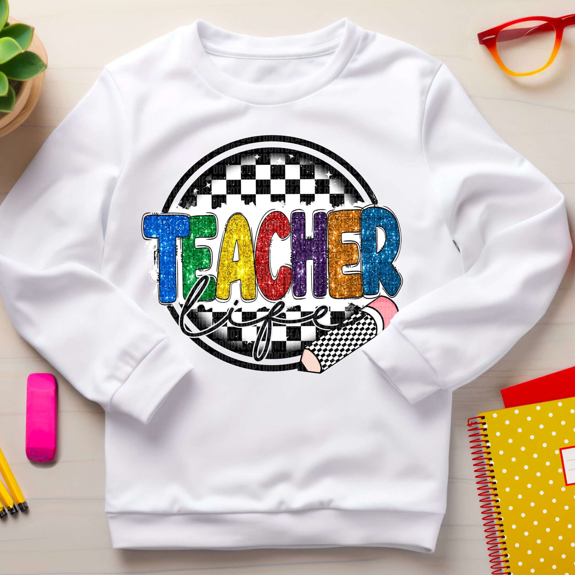 Teacher Life Multi Color-Lovie T Designs