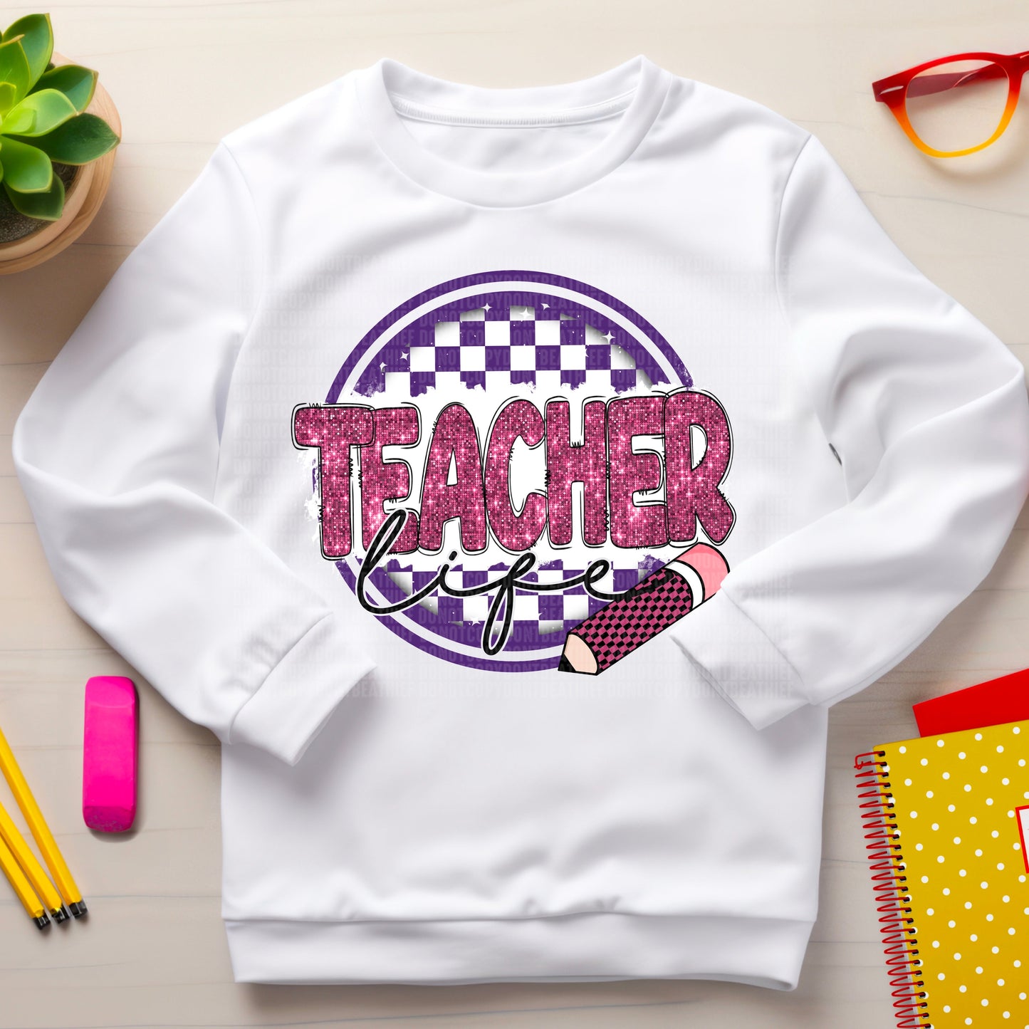 Teacher Life Purple and Pink-Lovie T Designs