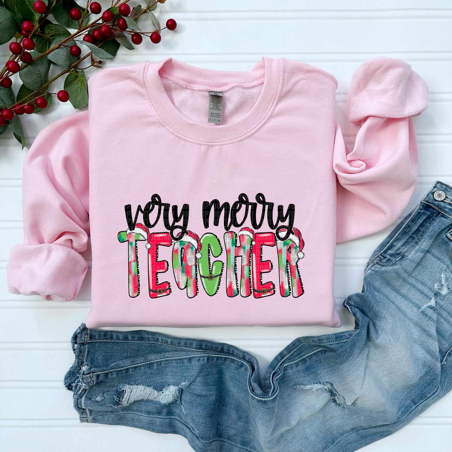 Teacher Very Merry Pink Name-Lovie T Designs