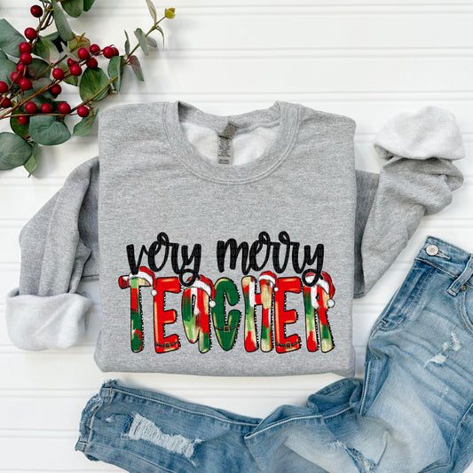 Teacher Very Merry Red Name-Lovie T Designs