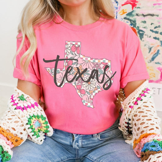 Texas Checkered Floral in Summery Colors-Lovie T Designs