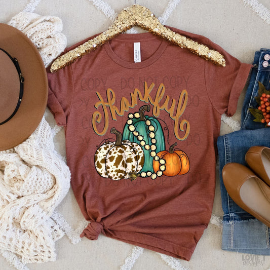 Thankful Cow Print Pumpkin-Lovie T Designs