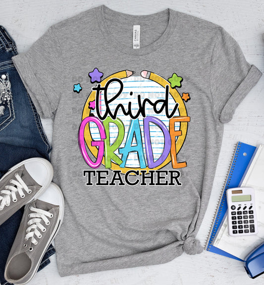 Third Grade Teacher Paper and Pencil Circle-Lovie T Designs