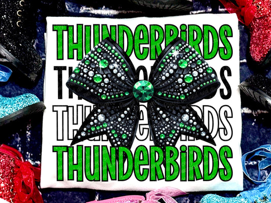 Thunderbirds Faux Rhinestones Kelly Green-Lovie T Designs