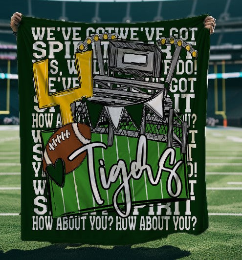 Tigers Dark Green-We've Got Spirit Football Blanket-Lovie T Designs