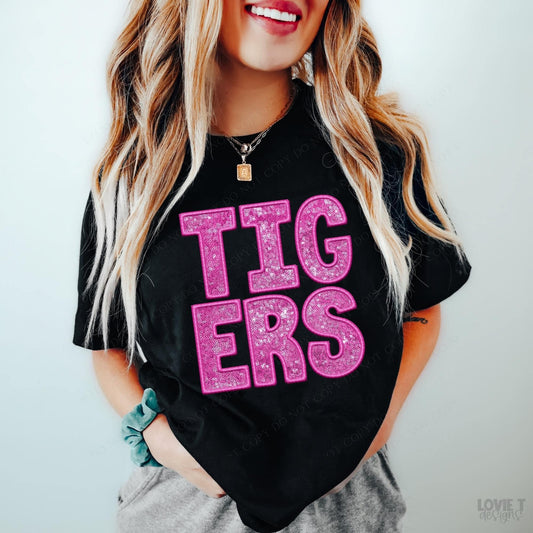 Tigers Embroidery & Sequin in Pink
