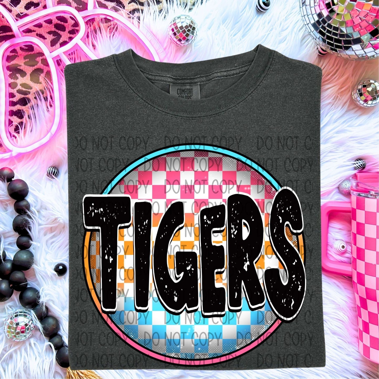 Tigers Neon Circle Mascots-Lovie T Designs