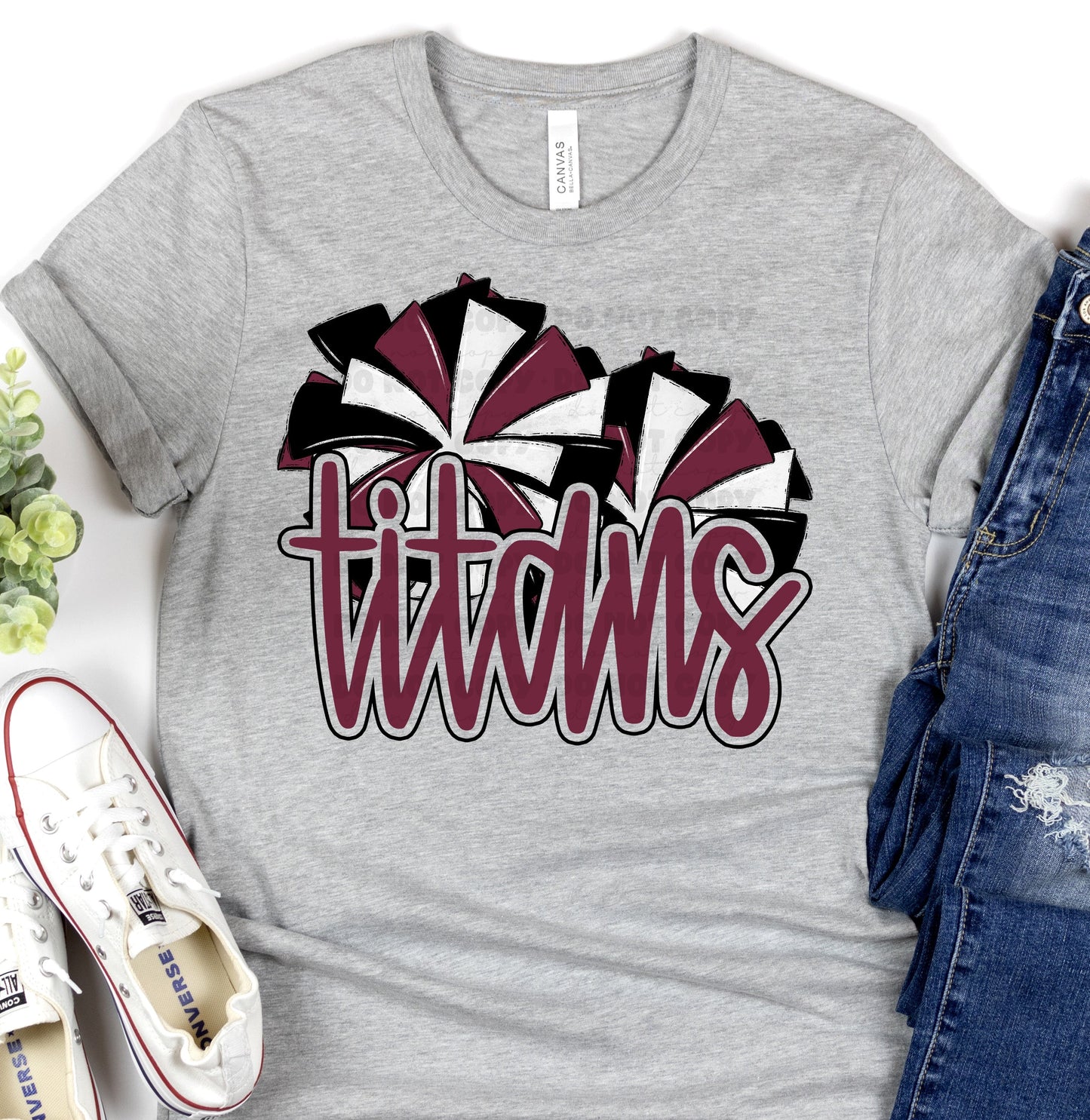 Titans Maroon Poms-Lovie T Designs