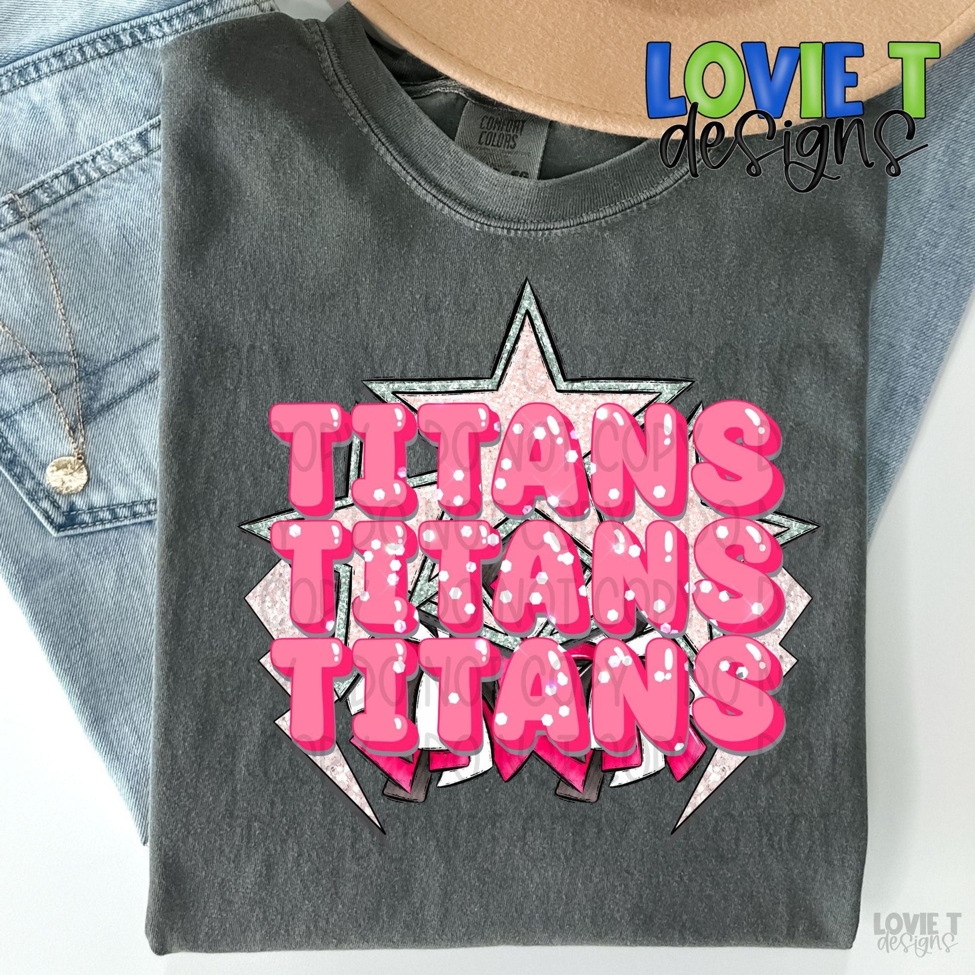 Titans Pink Stacked Stars-Lovie T Designs