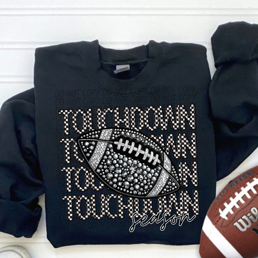 Touchdown Season Checker Stacked Football-Lovie T Designs