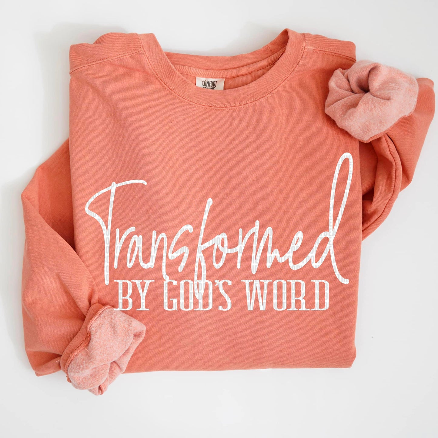 Transformed by God's Word - White Font-[DTF Transfer]-Lovie T Designs