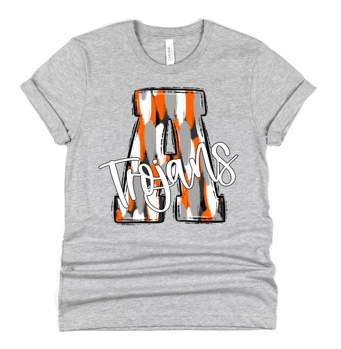 Trojans A Orange Funky Serif-Lovie T Designs