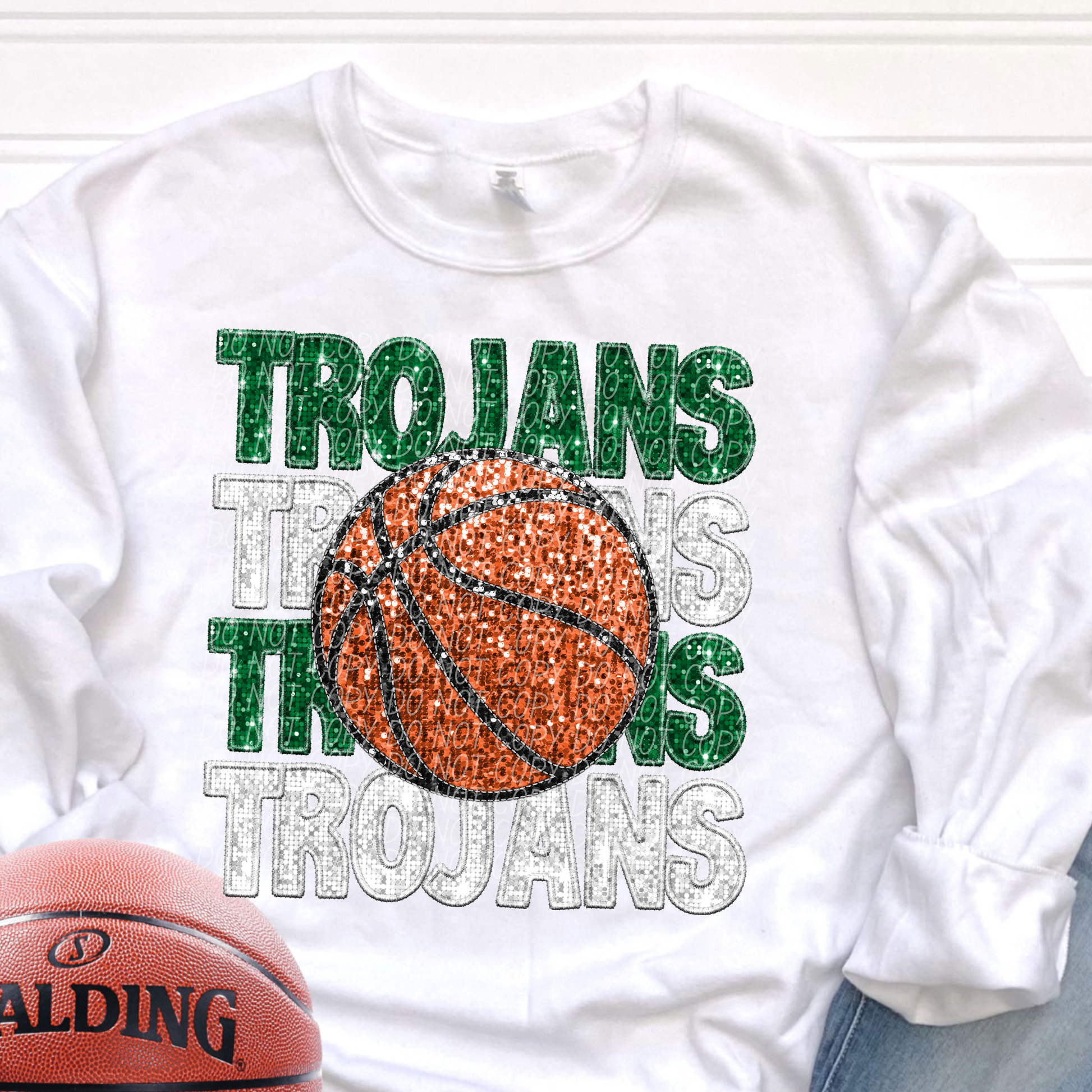 Trojans Green White-[DTF Transfer]-Lovie T Designs