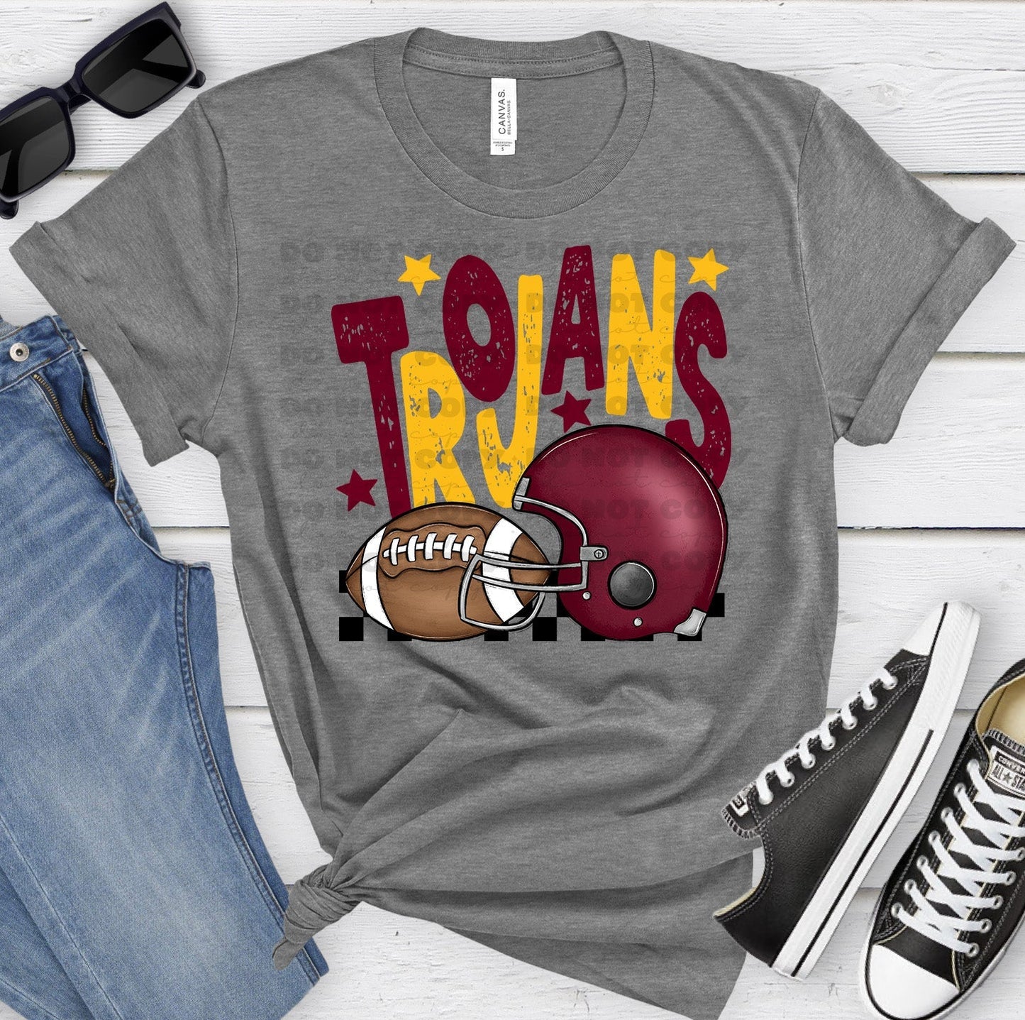 Trojans Maroon Ath Gold FB-Lovie T Designs