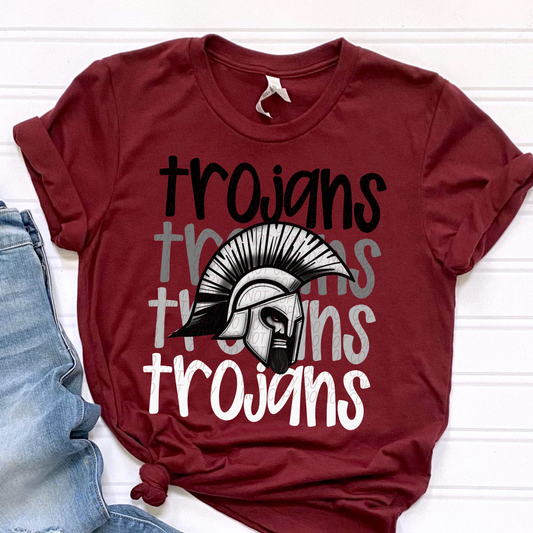 Trojans Monochromatic Mascots-Lovie T Designs