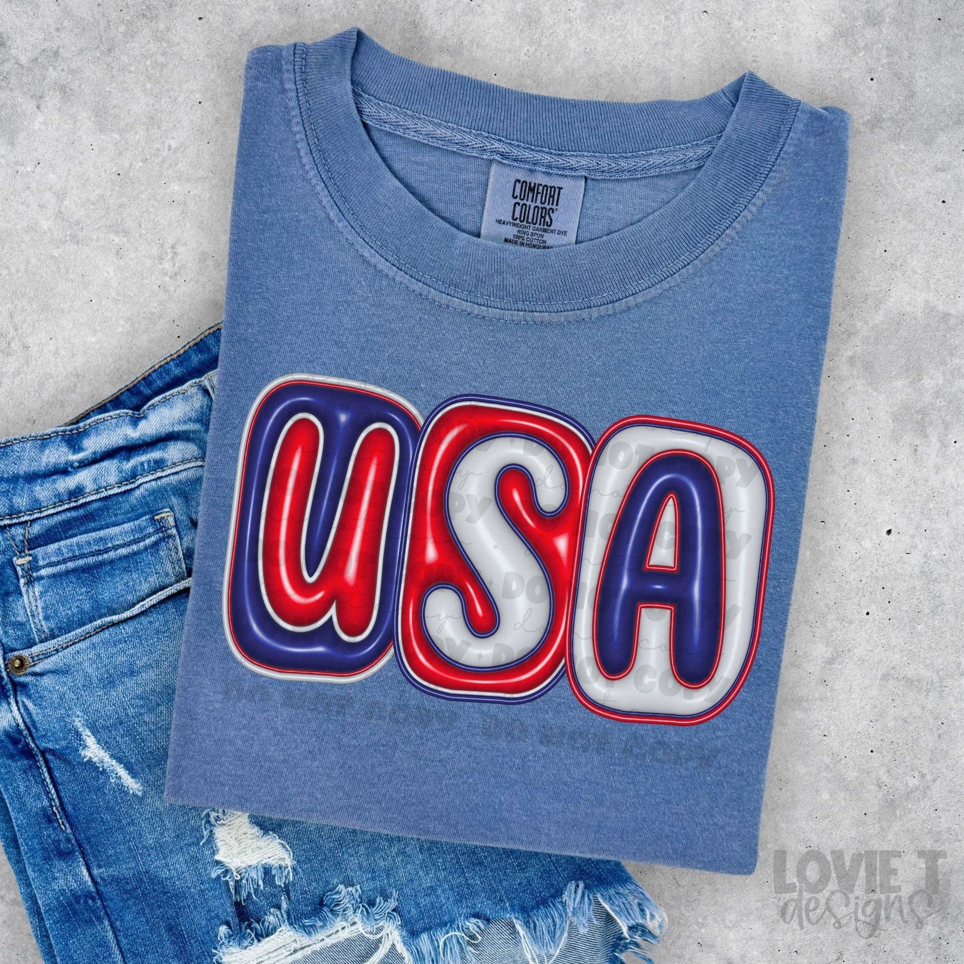 USA Faux 3D-Lovie T Designs