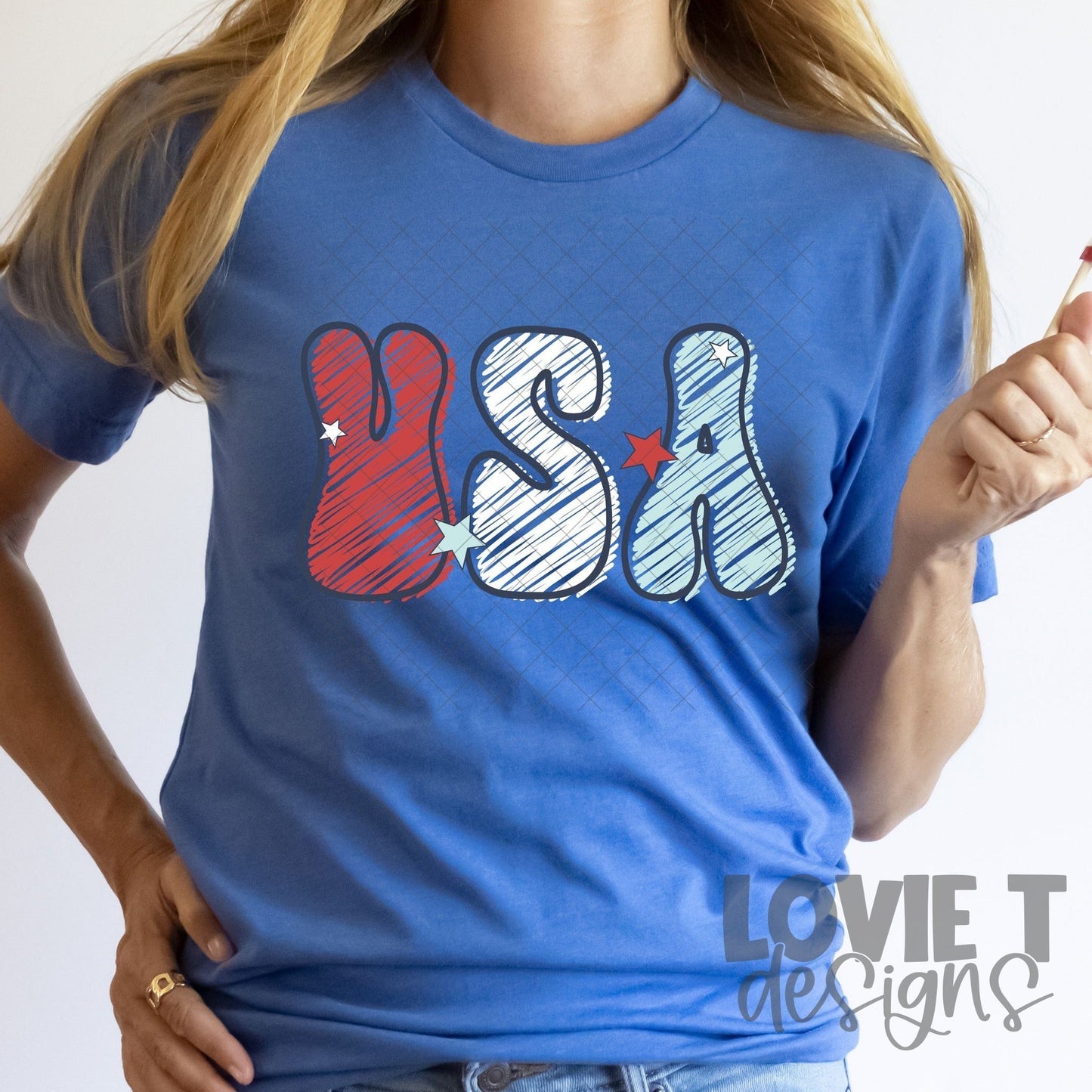 USA Sketchy Doodle-Lovie T Designs