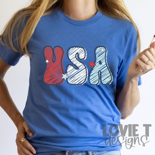 USA Sketchy Doodle-Lovie T Designs