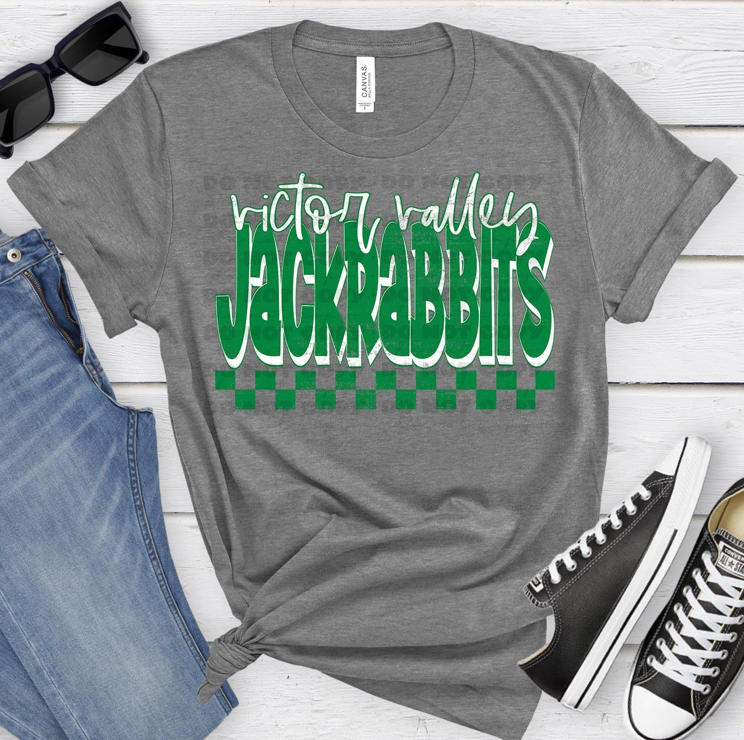 Victor Valley Jackrabbits Green White Grunge-Lovie T Designs