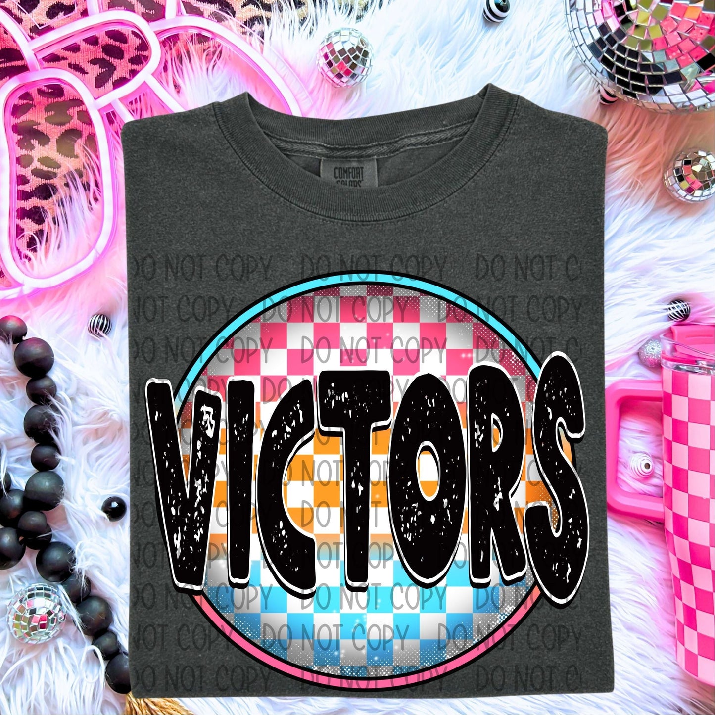 Victors Neon Circle Mascots-Lovie T Designs